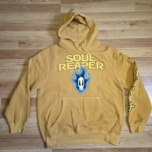 Bleach Ripple Junction Soul Reaper Puff Print Pullover Hoodie Yellow Size M